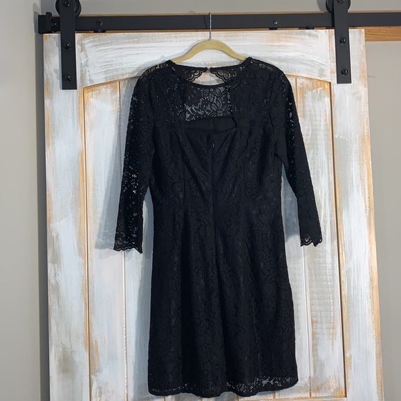 🖤LOFT Black Floral Lace Cut Out Back Dress🖤 - Picture 2 of 8